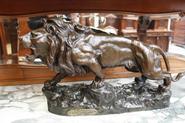 Bronze lion signed by J B DESCOMPS