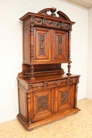 Solid walnut Henri II cabinet 19th century