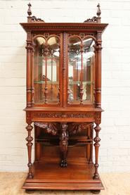 walnut Henri II display cabinet 19th century