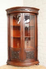 Pair walnut Henri II display cabinets 19th century