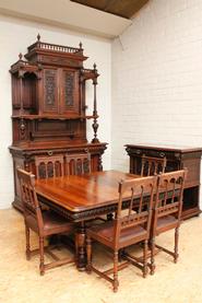 9 pc. Walnut Henri II dining set 19th century