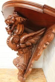 Oak hunt corner wall console 19th century