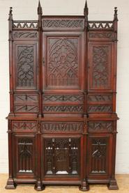 oak gothic cabinet 19th century