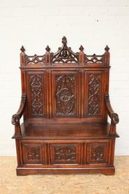 Oak Gothic bench 19th century