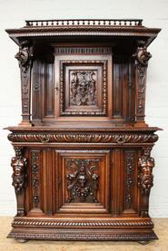 Walnut , figural renaissance cabinet 19th century