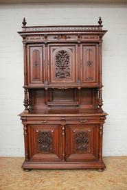 Solid walnut Henri II cabinet 19th century