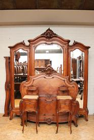 4 pc. walnut Louis XV bedroom set 19th century