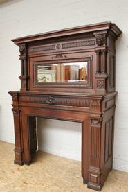 Oak Henri II fire mantel 19th century