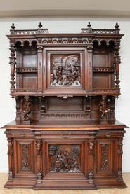 Walnut figural Henri II cabinet 19th century