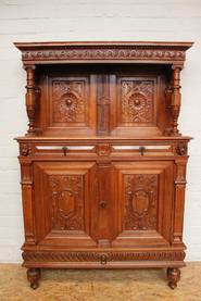 Quality solid walnut Henri II cabinet dated 1864