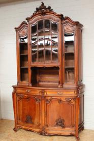 Solid walnut Louis XV bombay cabinet 19th century