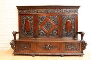 Exceptional mahogany renaissance hall bench 19th century