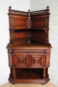 Walnut Henri II corner server 19th century