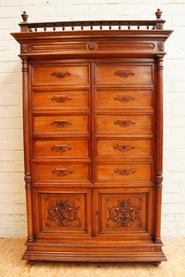 Walnut Henri II file cabinet 19th century