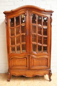 Solid walnut Louis XV display cabinet 19th century