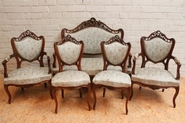 5pc walnut louis XV sofa set