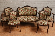 5pc walnut Louis XV sofa set