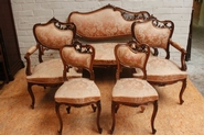 5pc walnut louis XV sofa set