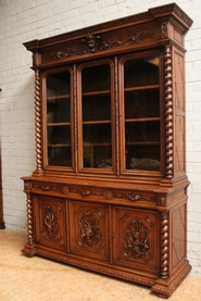 6 door oak hunt bookcase