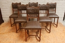 Henri II style Seats in Oak, France 19th century