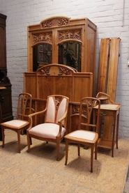 6 pc Art Nouveau Bedroom in cherry wood