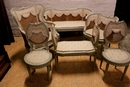 Louis XVI style Sofa set in paint wood, France 19th century