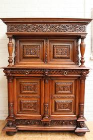 Walnut Henri II/Renaissance cabinet 19th century