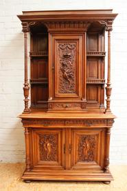 Solid walnut Henri II cabinet 19th centuiry