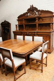 High quality solid walnut figural renaissance dinning set 19th century