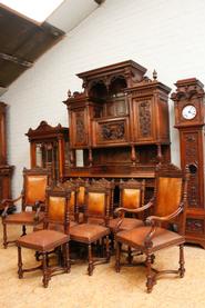 12 pc.Walnut spectacular quality Henri II dining set 19th  century (part 6)