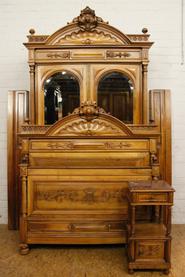 3 pc.Solid walnut Henri II bedroom set 19th century