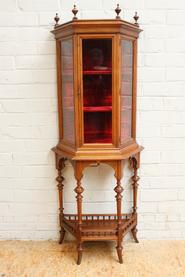 Little Henri II walnut display cabinet