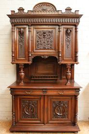 Walnut Henri II cabinet and server 19th century