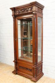 Solid walnut Gothic display cabinet 19th century