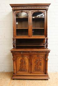 solid walnut Henri II cabinet 19th century