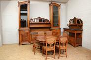 Monumental walnut 9pc Art Nouveau dinning set circa 1900