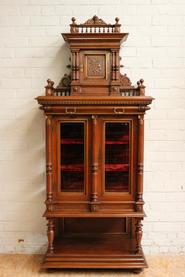 Walnut Henri II display cabinet 19th century