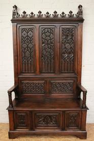 Walnut gothic becnh 19th century