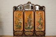 Walnut Louis XV hand painted flowers paravant 19th century