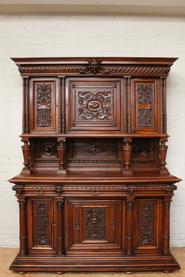 Walnut 6 doors Henri II cabinet 19th century