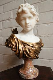 Bronze & alabaster statue signed by G. V. Vaerenbergh 19th century