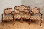 5 Pc. Walnut Louis XV sofa set 19th century