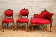 special walnut Louis XV sofa set 19th century