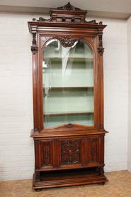 monumental walnut display cabinet 19th century