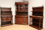 Walnut Henri II cabinet and pair of servers 19th century