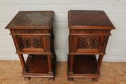 Pair walnut Henri II nightstands 19th century