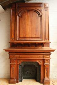 monumental walnut renaissance fire mantle 19th century