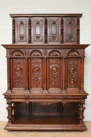 Walnut 4 doors renaissance credenza 19th century