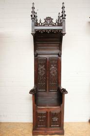 narrow oak gothic hall bench 19th century