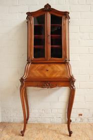 Walnut Louis XV bombay display/secretairy cabinet 19th century